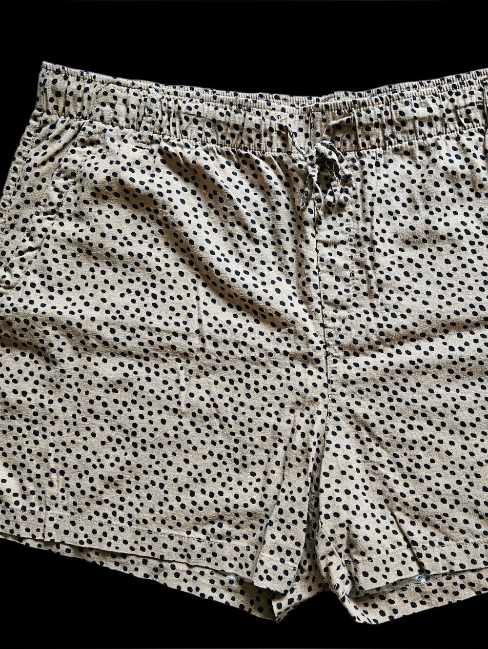 Old Navy Polka Dot Linen Blend Women’s Shorts - Khaki/Black, XXL